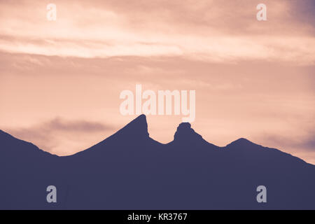 Famous Cerro de la Silla mountain in Monterrey Nuevo Leon Mexico Stock Photo