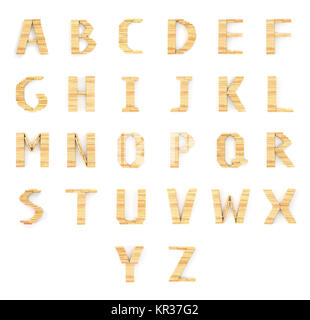Alphabet wood dominos type blocks on white Stock Photo