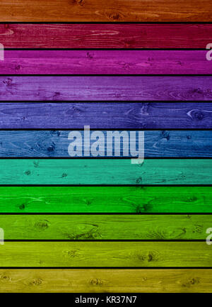 wooden boards in rainbow colors Stock Photo
