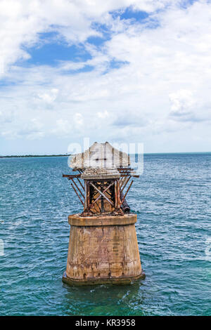 old railroad bridge on the bahia honda key Stock Photo