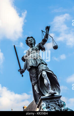 justitia,a monument in frankfurt,germany Stock Photo