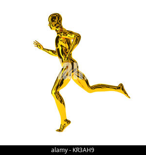 Running golden sports man Stock Photo