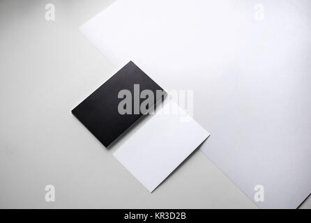 Black and white business cards on the table Stock Photo