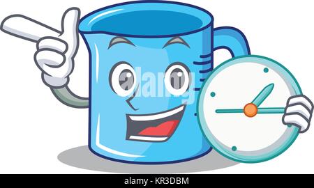 With clock measuring cup character cartoon Stock Vector