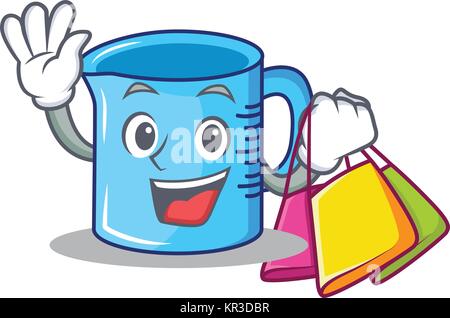 Measuring cup cartoon character with cute emoticon bring money