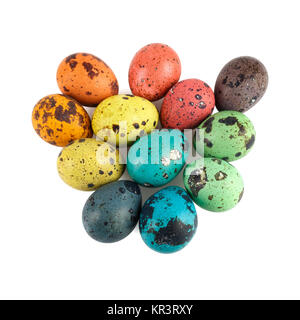 Colored quail eggs Stock Photo