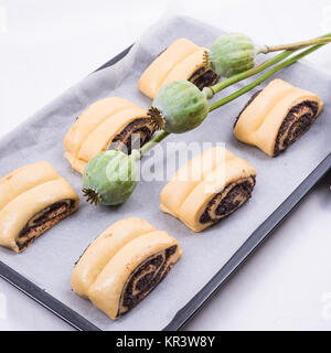 Raw Quick Poppy Seed Rolls Stock Photo