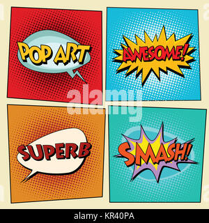 Set of retro comic bubbles pop art phrases Stock Photo