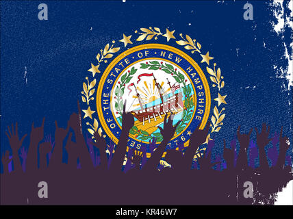 New Hampshire State Flag with Audience Stock Photo