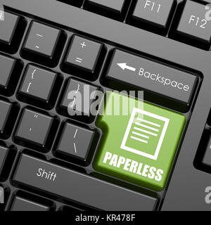 Computer keyboard with word Paperless Stock Photo
