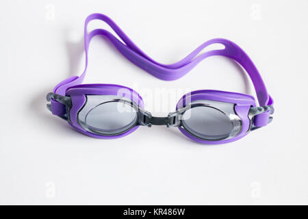 Purple swim goggles isolated on white background Stock Photo