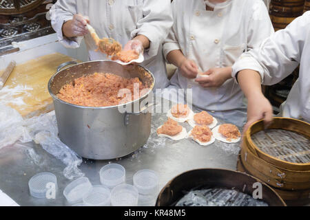 Making Shanghai dumplings Stock Photo