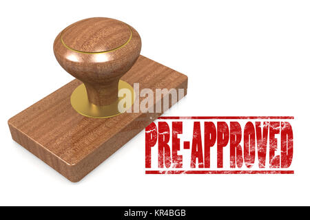 Pre-approved wooded seal stamp Stock Photo