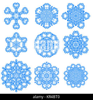Set of Blue Snowflakes Stock Photo