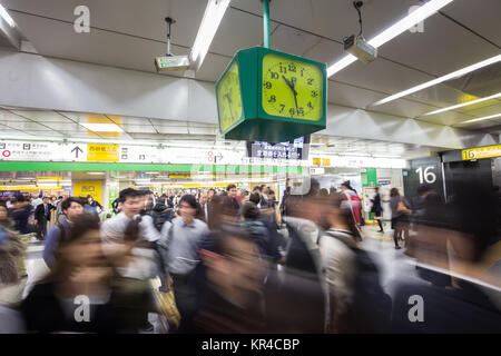 Rush Hour on Tokyo Metro Stock Photo