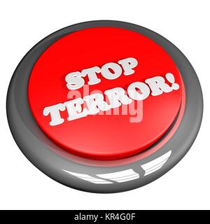 Button with words Stop Terror Stock Photo