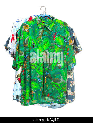 The isolated tropical shirts on white Stock Photo