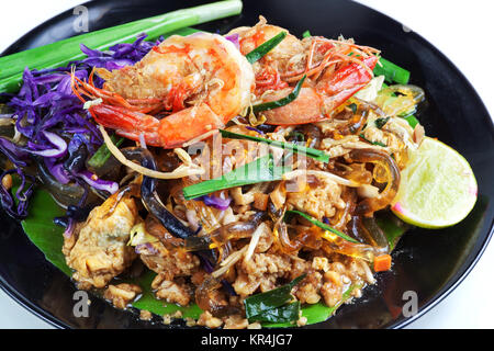 Stir fried Seaweed glass line with Shrimp (Pad Thai) Stock Photo