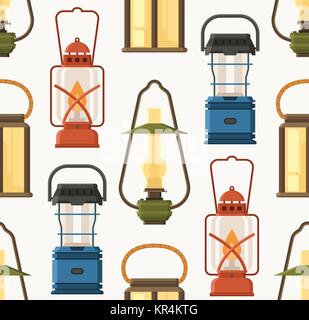 Retro Lantern or Gas Lamp Pattern Stock Vector