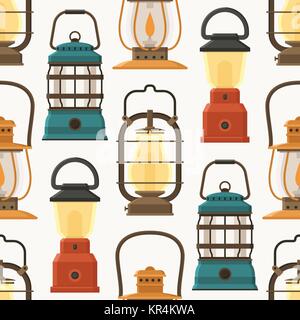 Retro Lantern or Gas Lamp Pattern Stock Vector