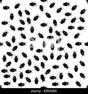 Silhouettes of Bugs Seamless Pattern. Stock Photo