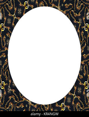 Circle White Frame Background with Decorated Borders Stock Photo