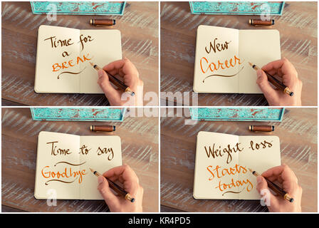 Photo collage of handwritten motivational messages Stock Photo