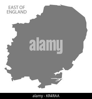 East of England Map grey Stock Photo