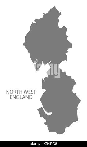 Grey county map of England, North West England Stock Photo