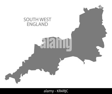 Grey county map of England, South West England Stock Photo