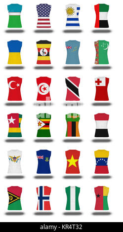 compilation of nationals flag shirt icon on white background part 1010 Stock Photo