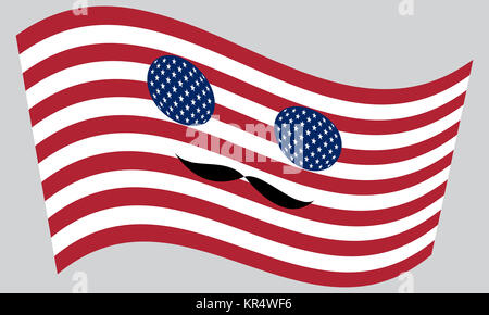 American man icon as a mustache symbol with the flag of the United ...