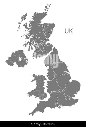 United Kingdom Map with countries grey Stock Photo