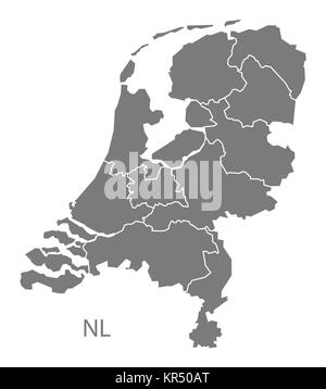 Netherlands Map with provinces grey Stock Photo