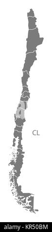 Chile regions Map grey Stock Photo