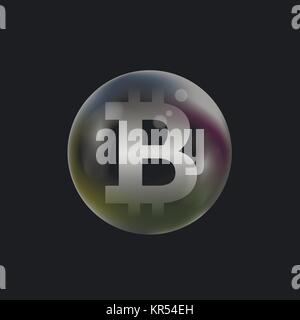 Soap bubble with Bitcoin sign Stock Vector