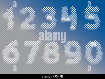 White cloudy numbers Stock Vector