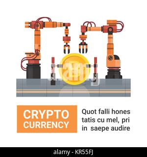 Bitcoin Mining Farm Crypto Currency Production Technology Web Money Banking Concept Stock Vector