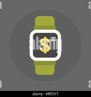 Icon Of Digital Wrist Watch With Dollar Sign On Screen Mobile Contactless Payment Concept Stock Vector