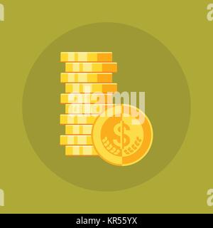 Dollar Coins Stack Icon Money Concept Stock Vector