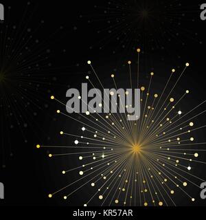 Gold fireworks on dark background Stock Vector