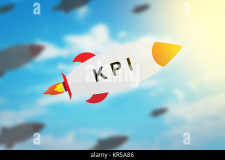 group of KPI or key performance indicator flat design rocket Stock Photo