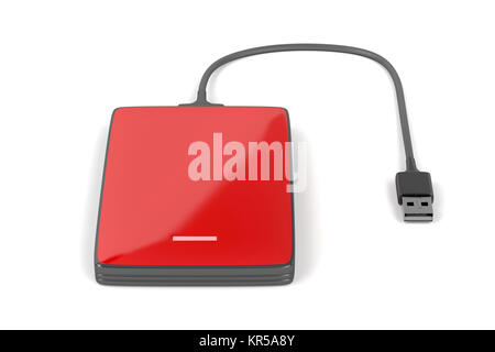 Red external hard drive Stock Photo