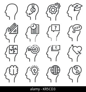 Human mind icons, thin line style. Thinking Heads Stock Vector