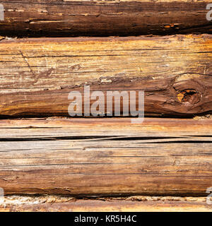 old oak beams of country house wall Stock Photo