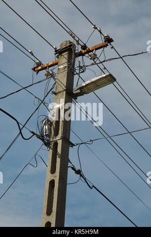 Electric Lines Column Stock Photo