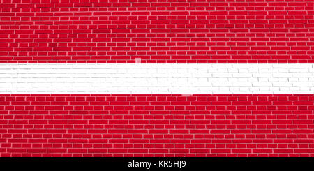 Flag of Latvia on brick wall texture background Stock Photo