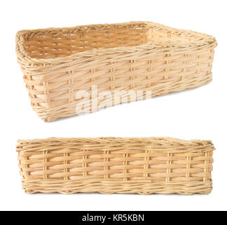 Empty wicker basket isolated Stock Photo