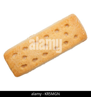 A shortbread finger biscuit on a white background Stock Photo