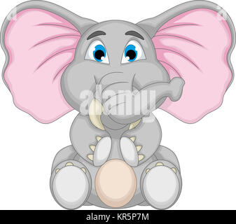 cute elephant cartoon sitting Stock Photo